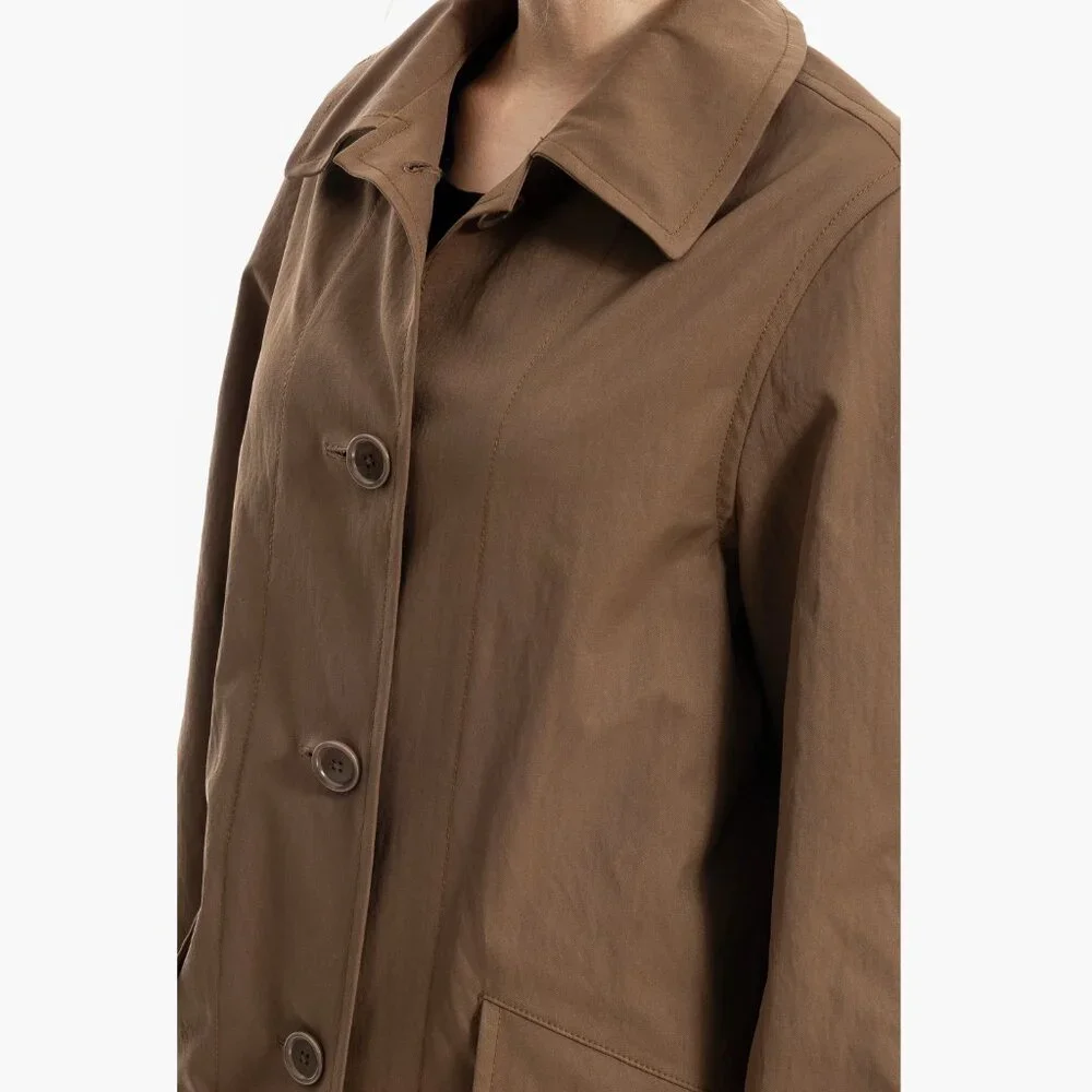 NWT $268 MAX STUDIO Long Jacket Trench Coat In Color Toffee Large